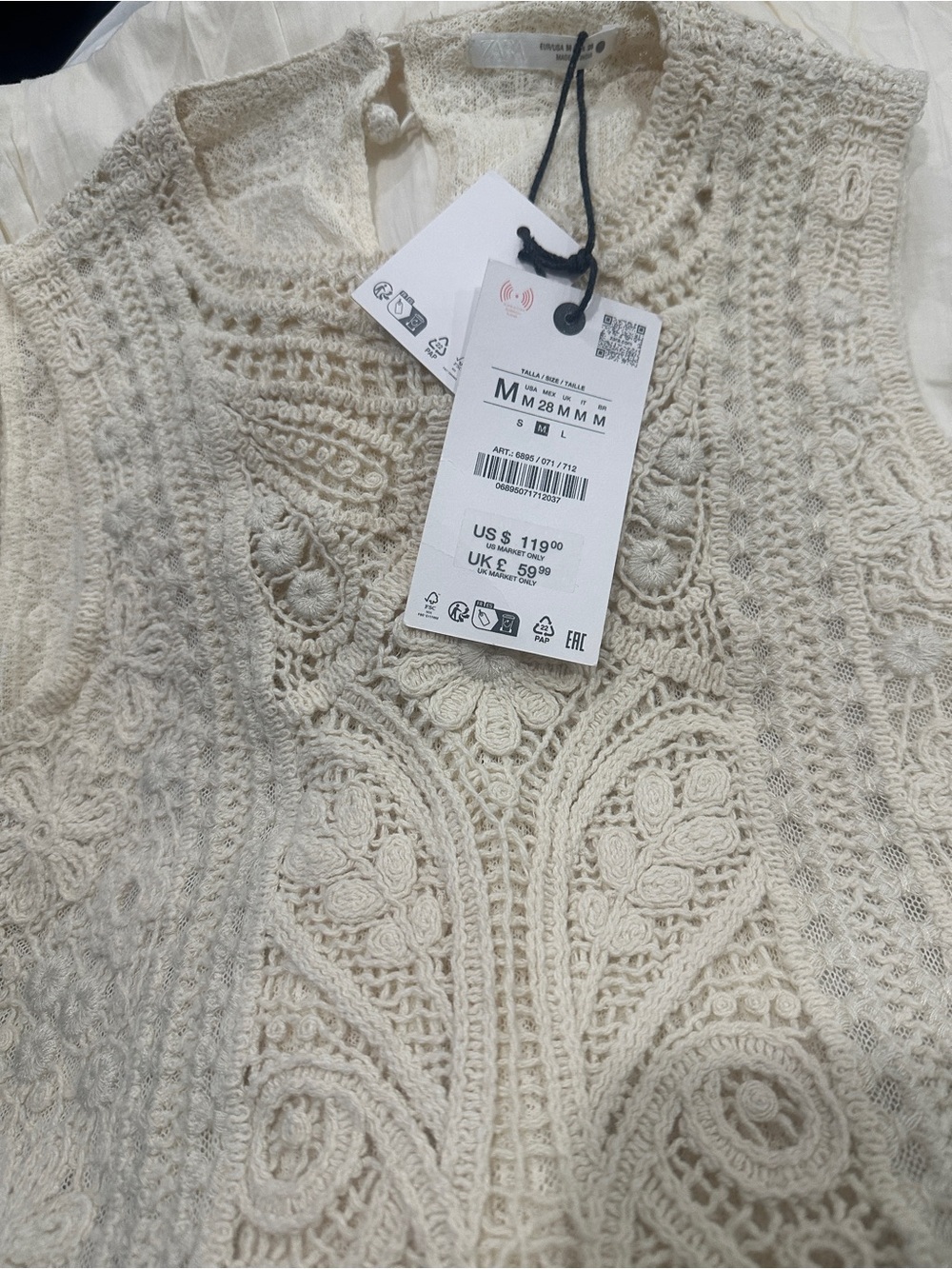 Zara White Crochet Bodice Maxi Dress - Picture 6 of 6